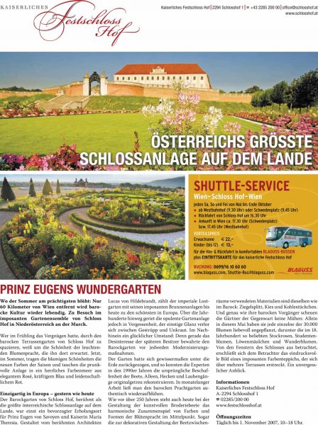 Schloss Hof, Advertorial
